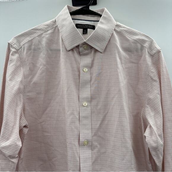 Banana Republic Slim Fit Tan & White Plaid Long Sleeve Button Down Shirt Size M - Picture 2 of 8